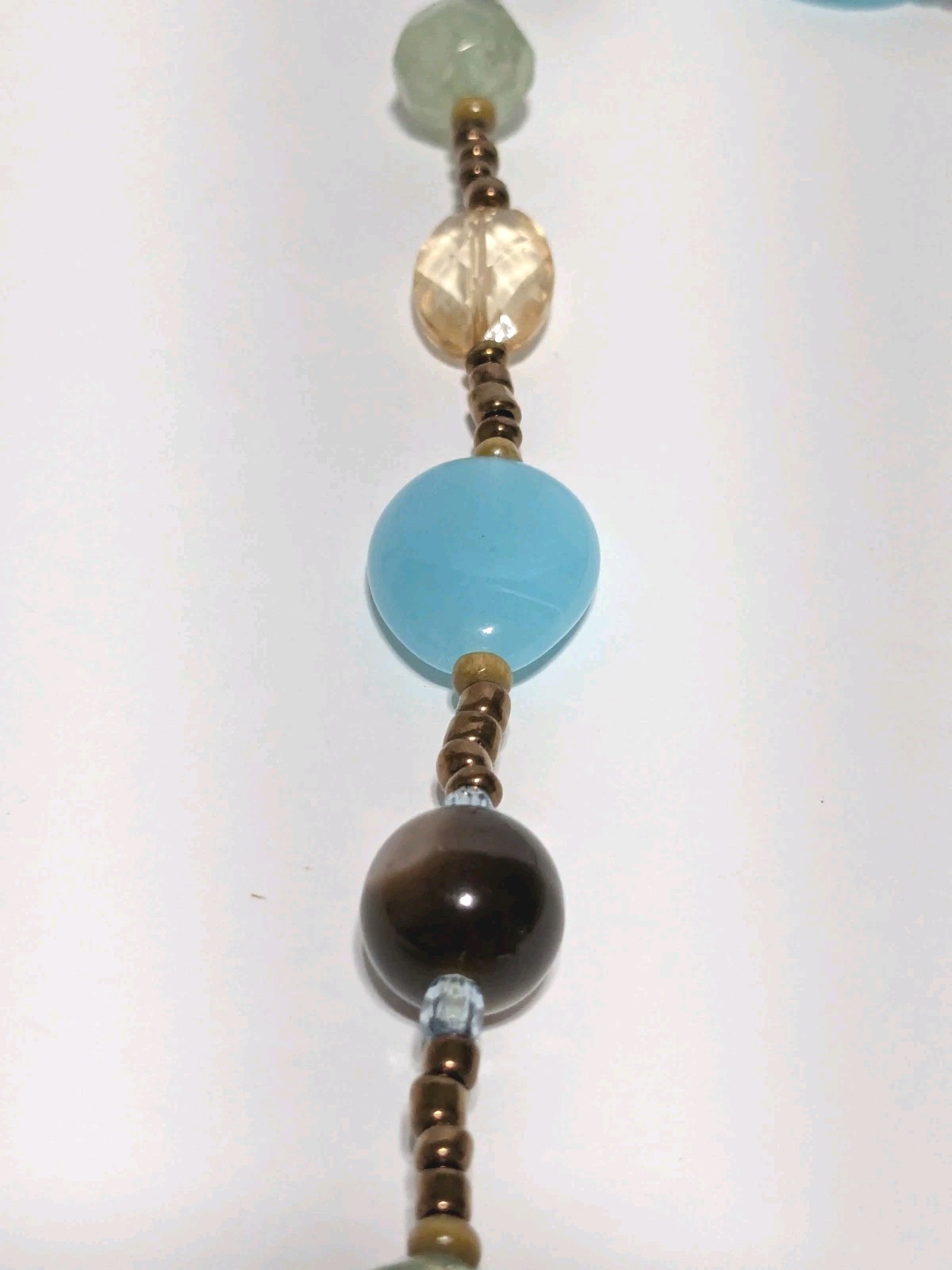 Multicolor & Multi Shaped Acrylic & Glass Beaded Necklace 32″. BOHO.