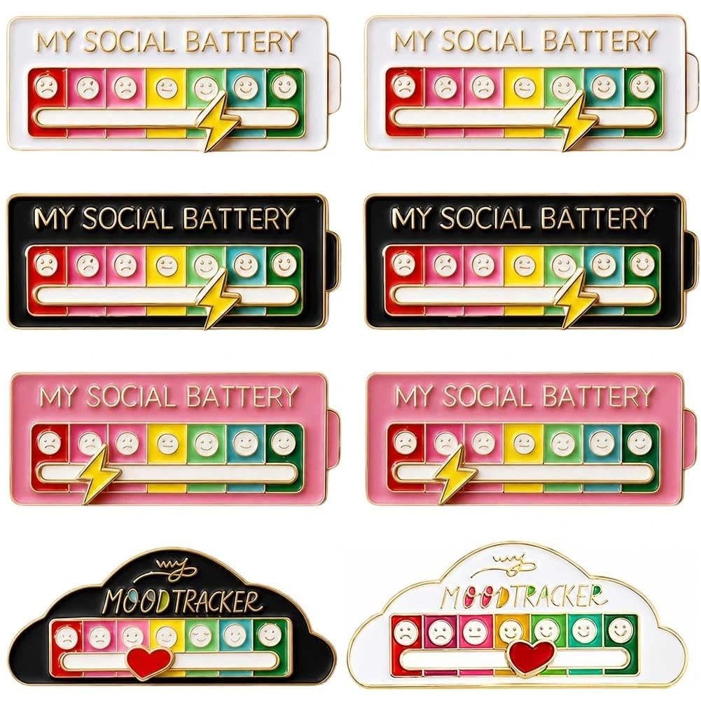 8 PCS Social Battery Pin, My Slider Funny F, colorful