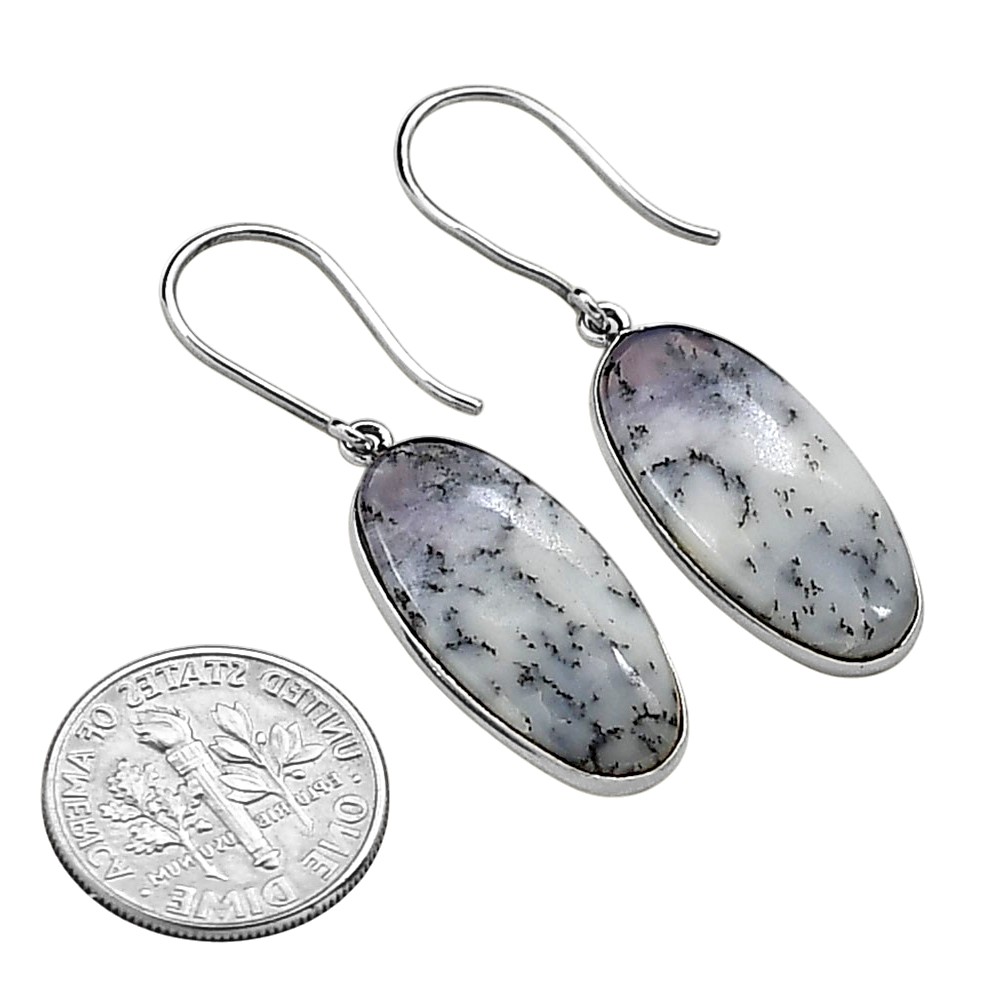 Merlinite Dendritic Opal – Turkey 925 Silver Plated Earrings Jewelry WE58-10012