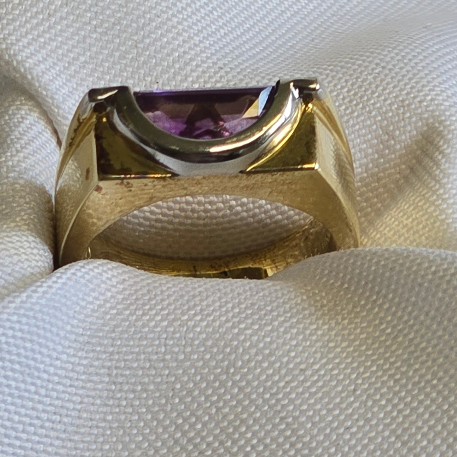 Sterling Silver Gold Vermeil Ring 9.61g Jewelry Size 10 Amethyst Color *READ*