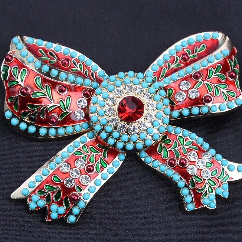 women fashion colorful bow brooch luxury rhinestone accessories pins jewelry