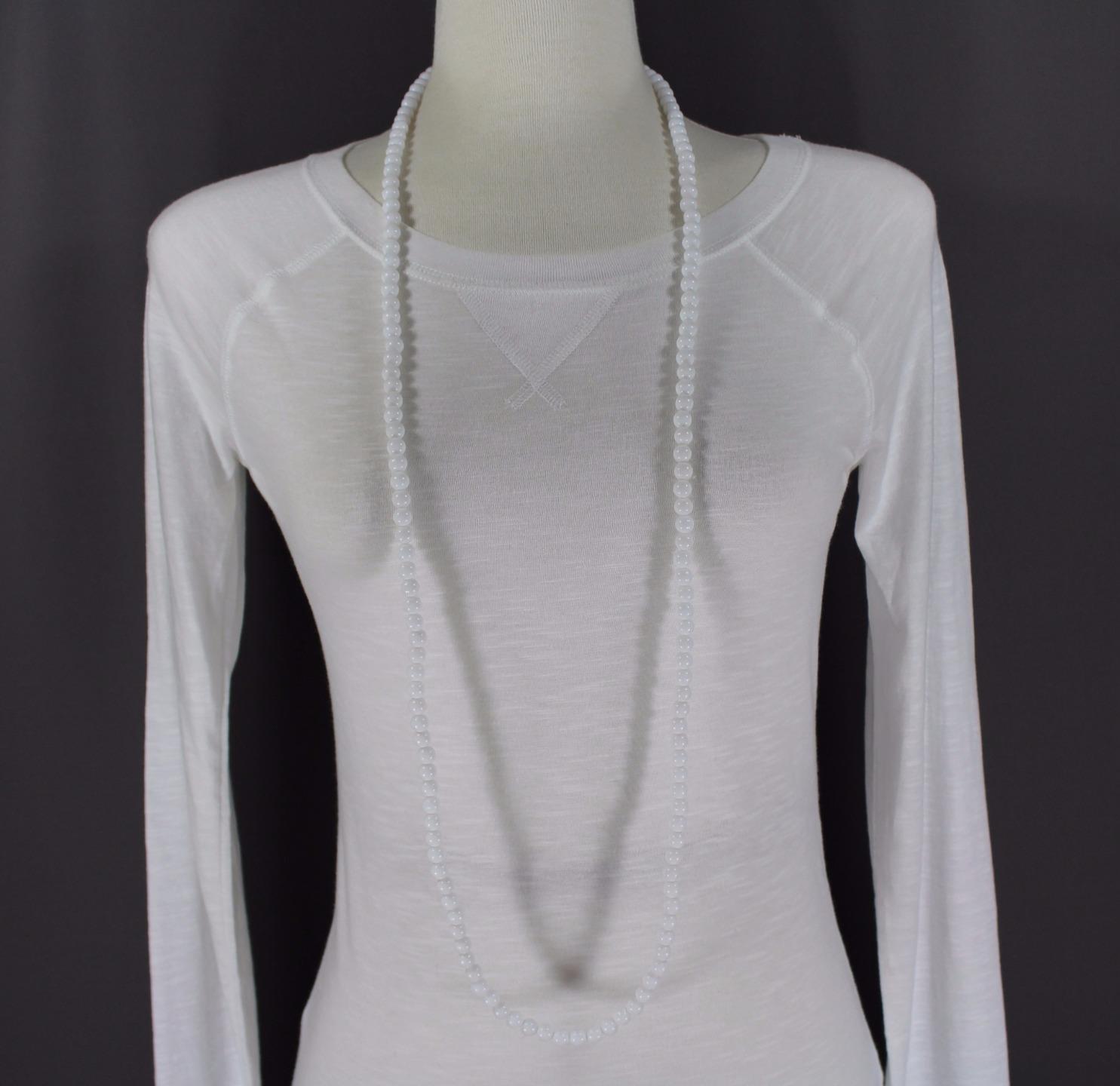 White super extra long bead 44″ necklace beaded wrap double look