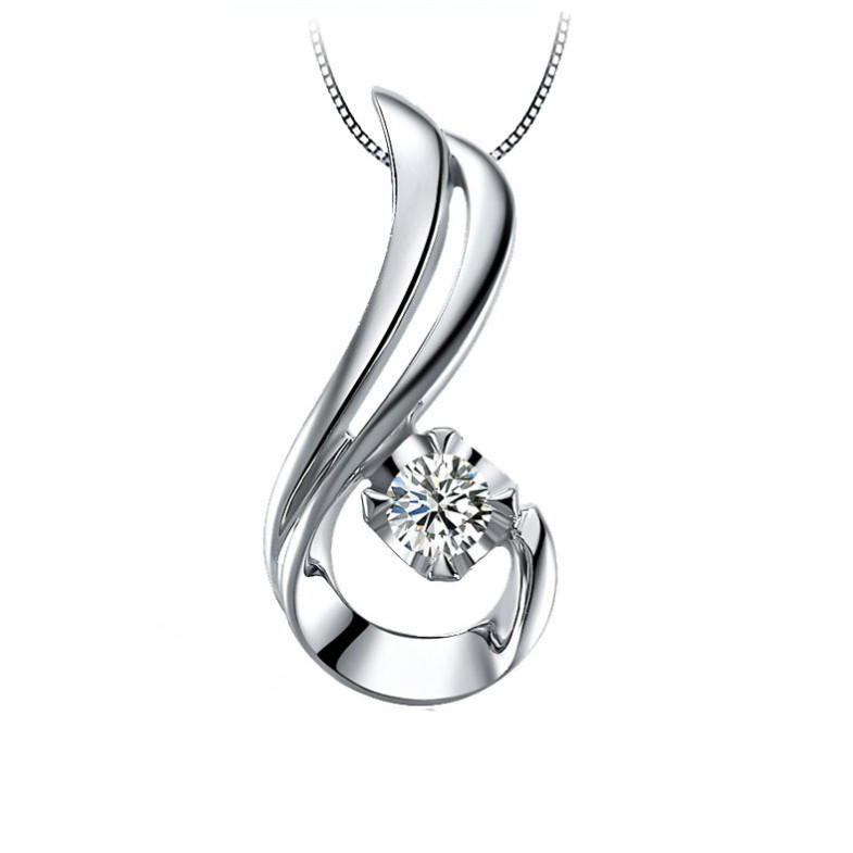 Sterling Silver Angel Wing Cubic Zirconia Heart Pendant Necklace Chain Gift I13