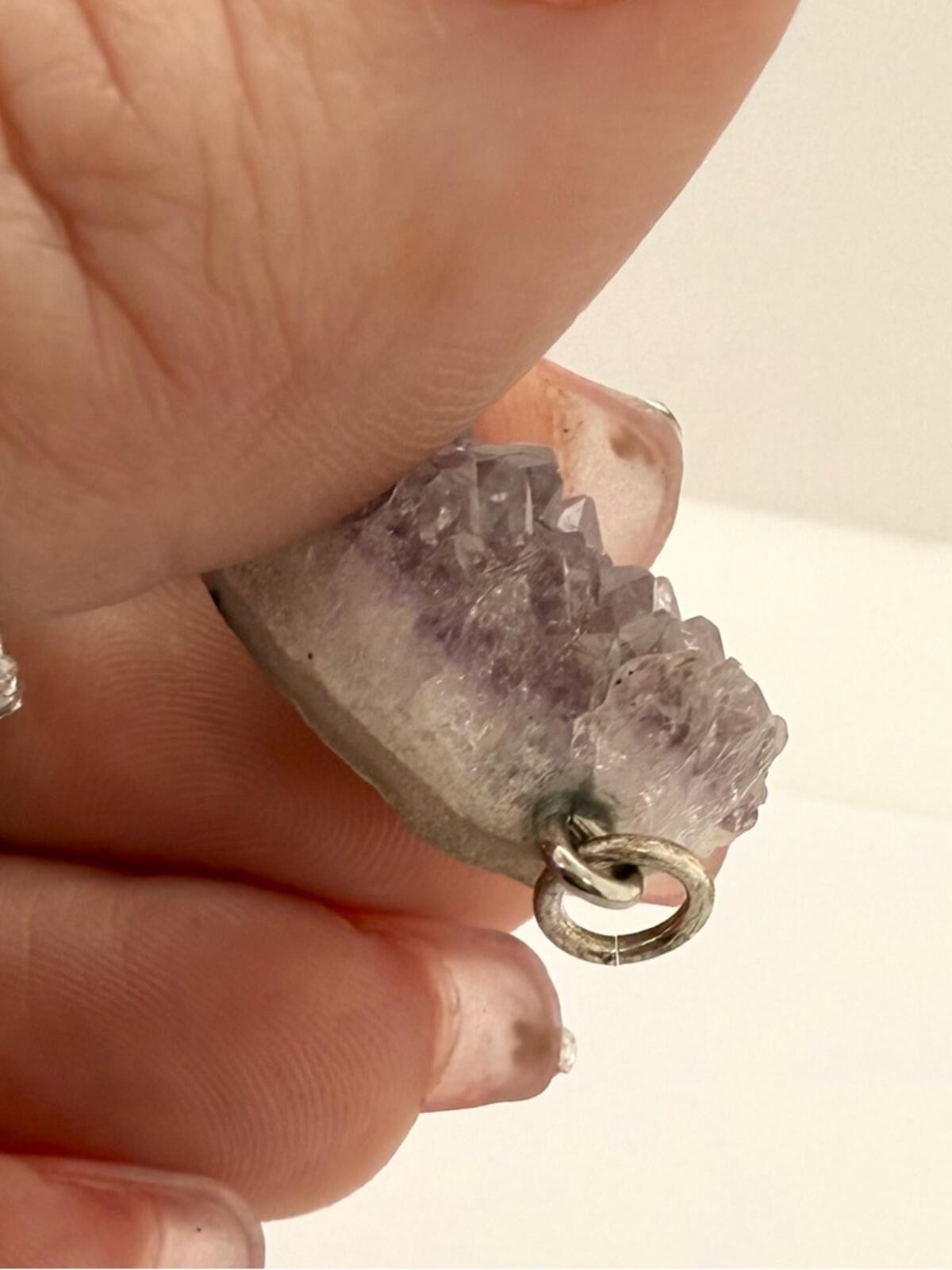Amethyst Crystal Geode Pendant Lavender Purple Rough Natural Gemstone Amulet