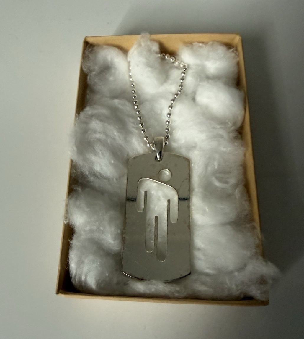 Billie Eilish Blohsh Die Cut Dog Tag w/ Silver Sterling Ball Chain **AUTHENTIC