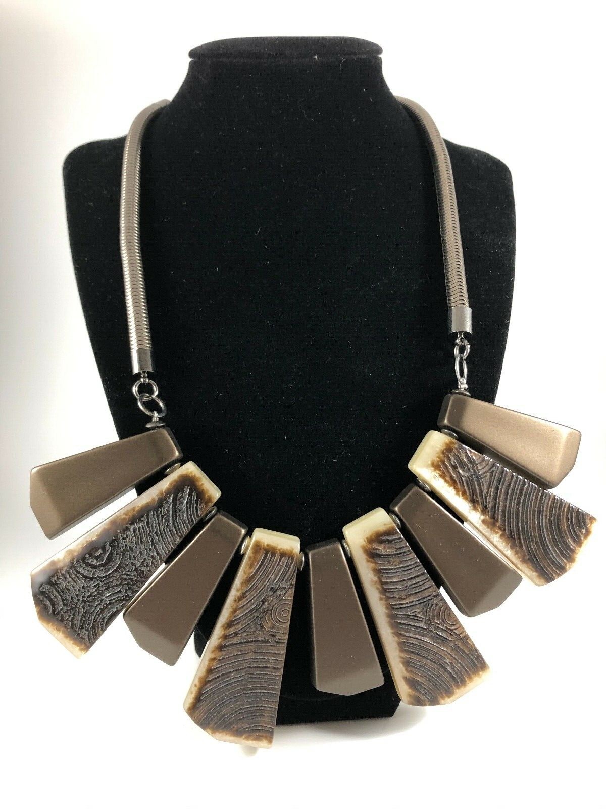 New PONO Joan Goodman “Rays of Moonlight” Brown & Cream necklace, jewelry