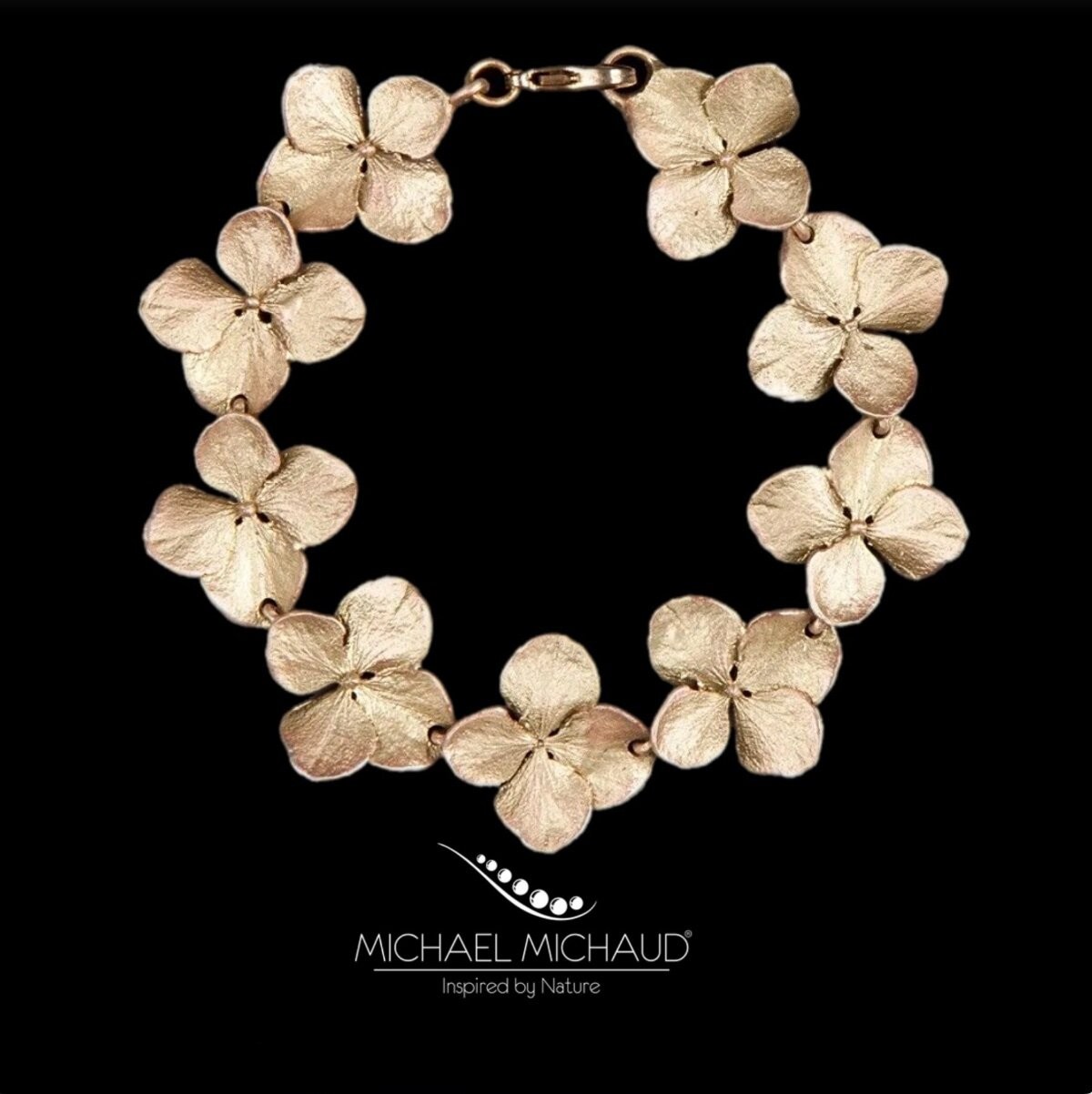 Michael Michaud Hydrangea Bracelet Handcast Botanical Jewelry Nature Gift