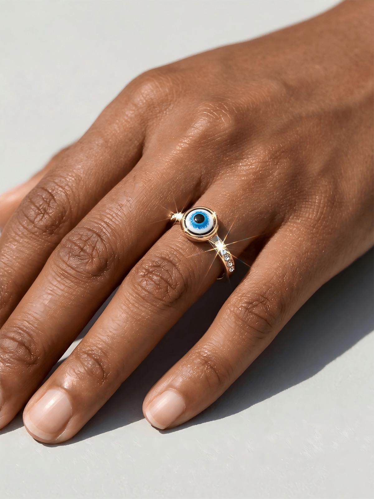 1pc Minimalist Evil Eye Ring For Men & Women, Gold Silver Tone, Sizes 5-10