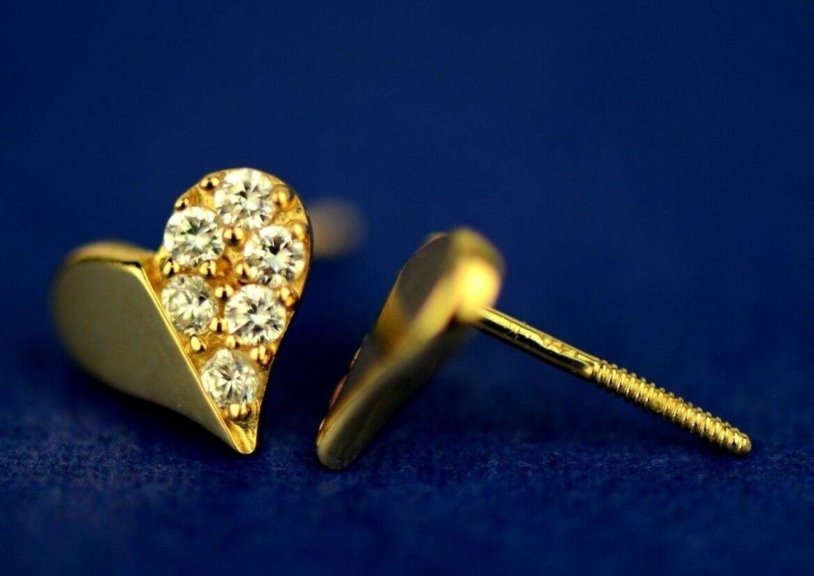 14K White or Yellow Gold Heart Shape CZ Stud Earrings
