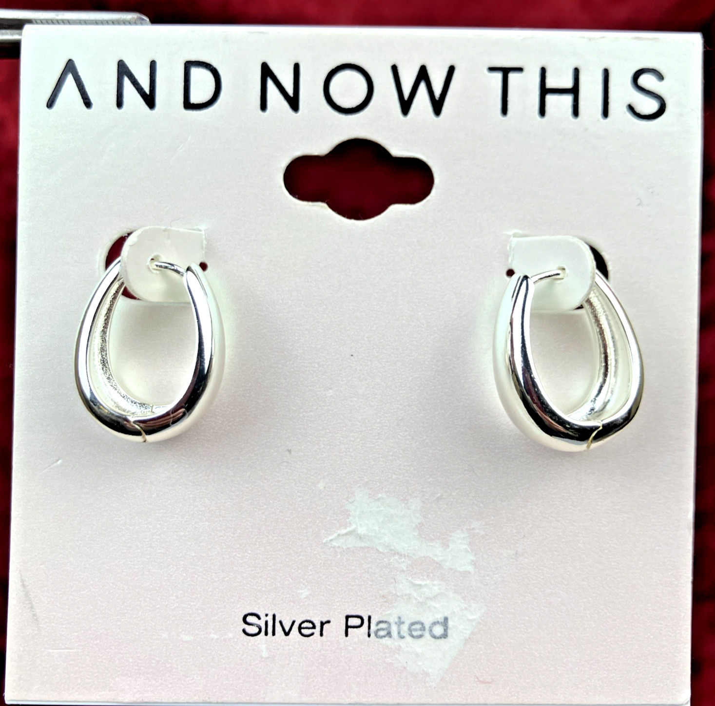 And Now This Graduated Huggie Hoop Earrings Silver Plated Snap Closure NWT $40