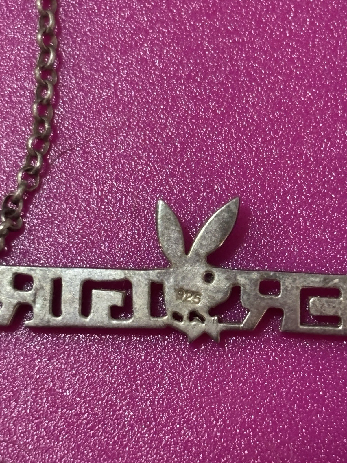 925 Sterling Silver Playboy Cyber Girl Necklace Authentic Y2K Vintage Rare