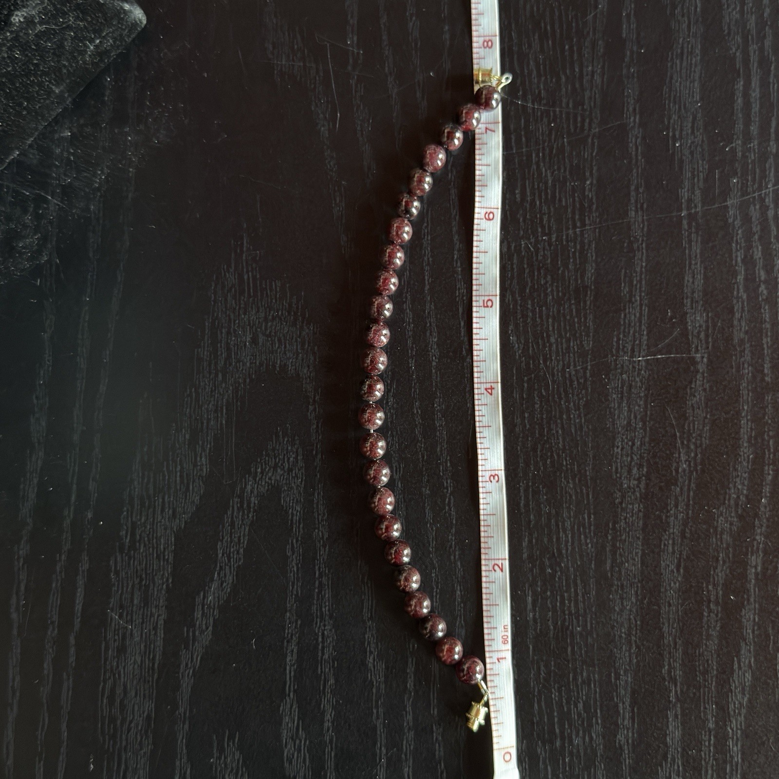 Garnet Natural Gemstone Bead Bracelet | Smooth Round 6.5mm, 8.25″