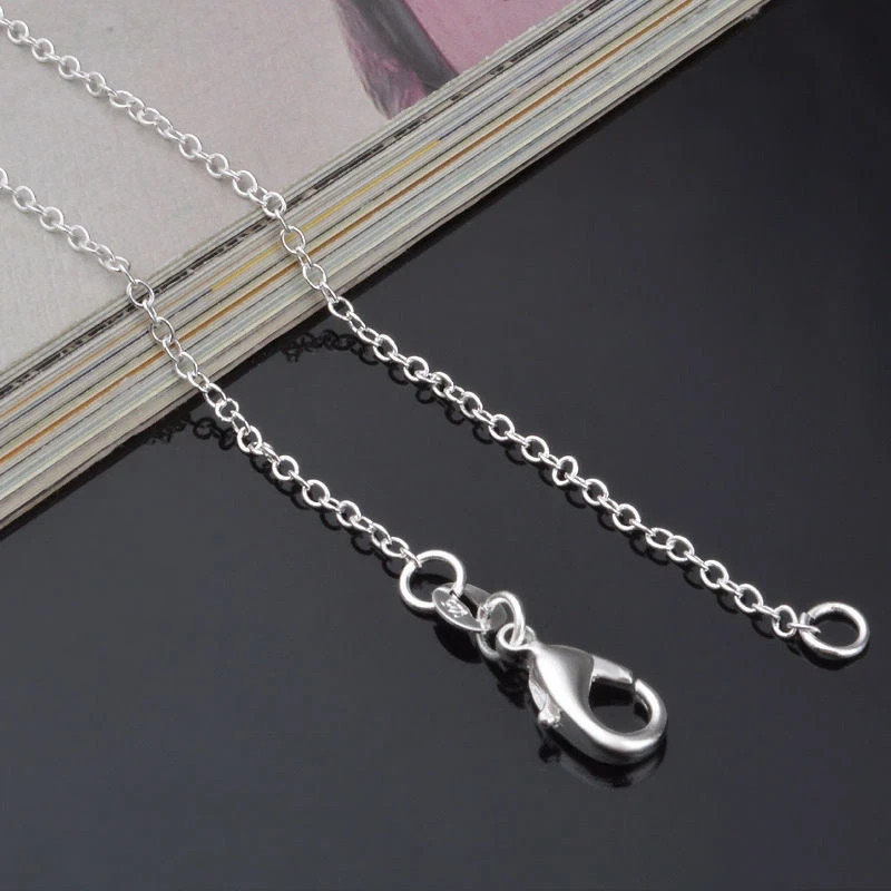 Wholesale 10pcs 925 Sterling Solid Silver 1mm 16inch -24inch Rolo Chain Necklace