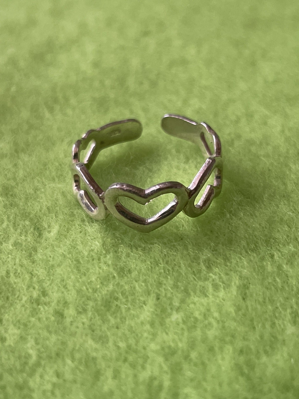 Vintage Sterling Silver .925 Open Heart Toe Ring Adjustable