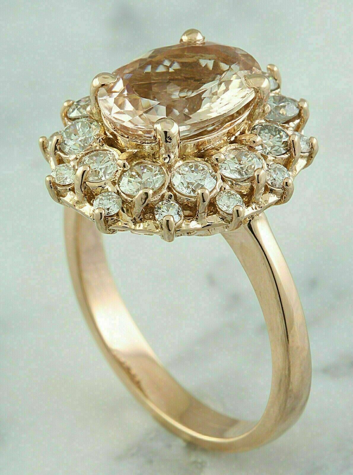 Oval Cut Simulated Morganite Gorgeous Wedding Band Ring 14k Yellow Gold Plated