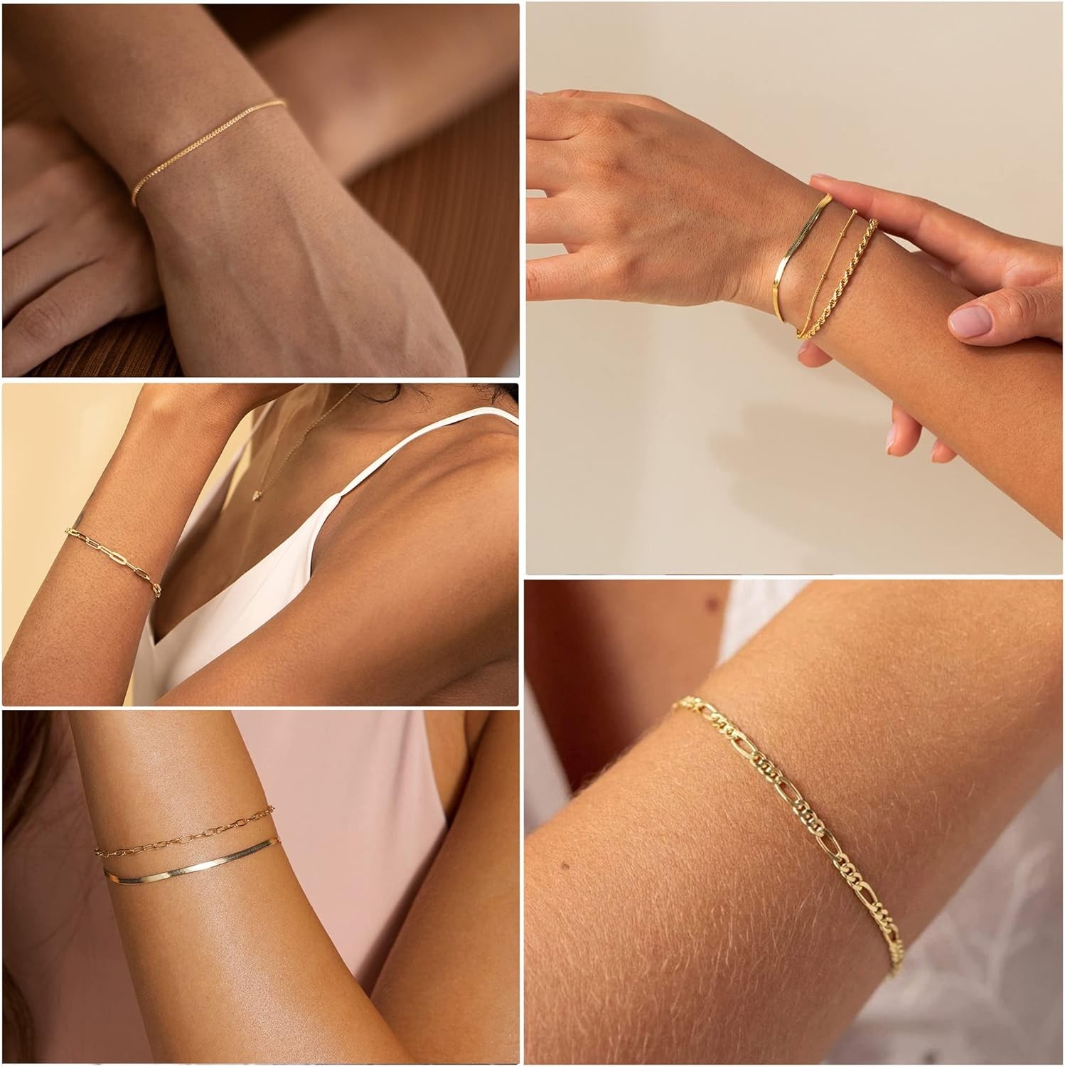 DEARMAY Gold Bracelets for Women Waterproof, 14K Gold Plated Jewelry Sets Trendy