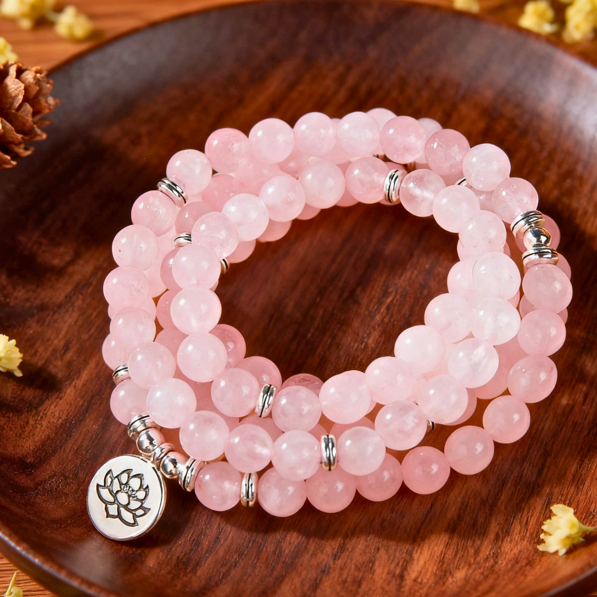 108 Mala Beads Prayer Rose Quartz Healing Women Men Necklace Bracelet Gift