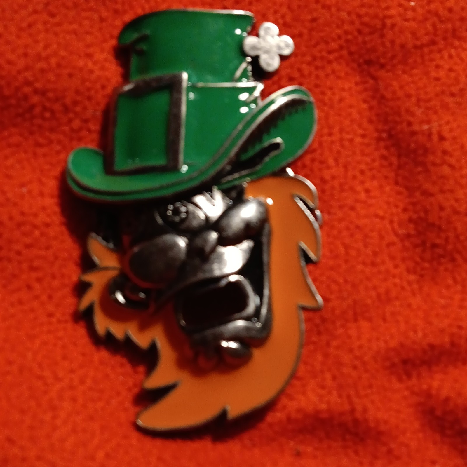 Enamel Leprechaun Face Green Top Hat Clover Brooch Pin St. Patrick’s Day