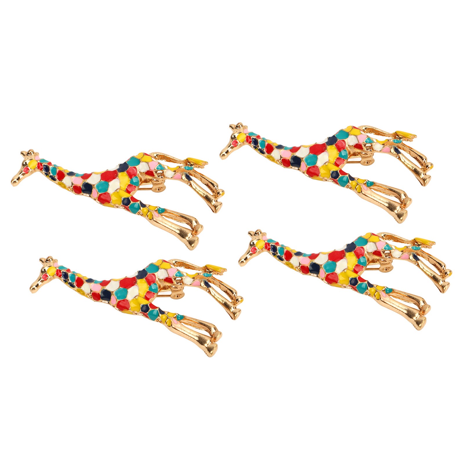 4Pcs Cartoon Giraffe Brooch Exquisite Colorful Elegant Aluminum Alloy Fashion