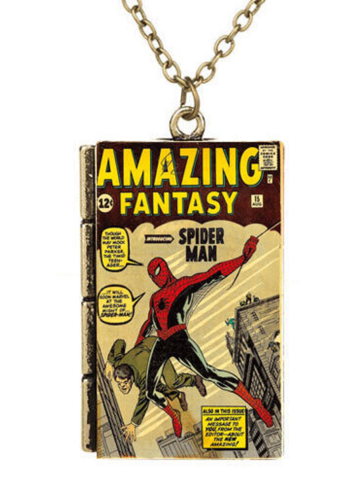Deadpool Spiderman Comic Books Illustrated Cover Pendant Necklace Free Gift Bag