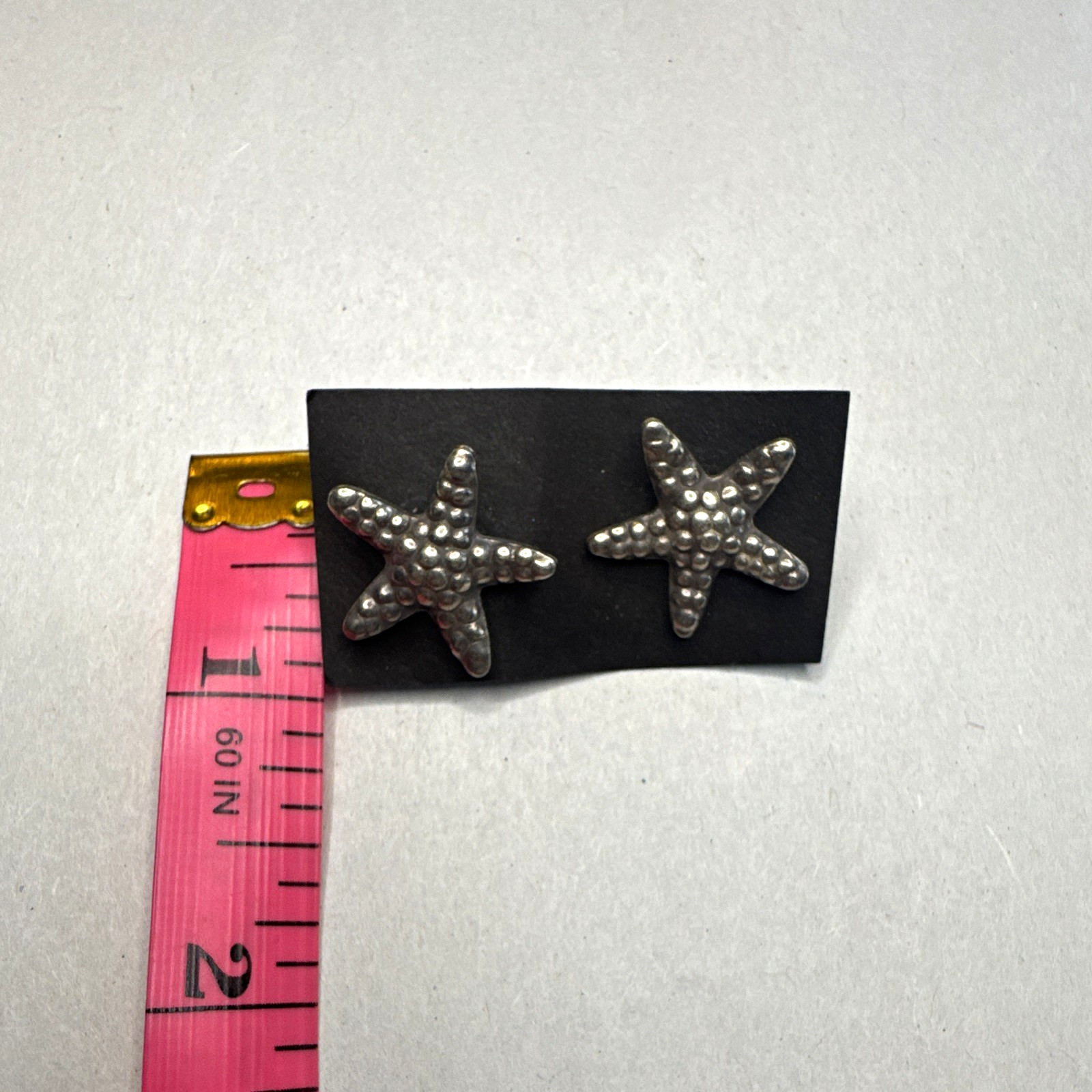 Silver Tone Starfish Stud Earrings Butterfly Back No Stone Beach Sea Life