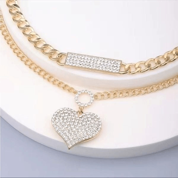 Beautiful rhinestone, gold layered necklaces see pics for measurements