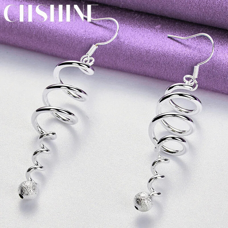 CHSHINE 925 Sterling Silver Spiral Earrings For Women Fashion Charm Jewelry