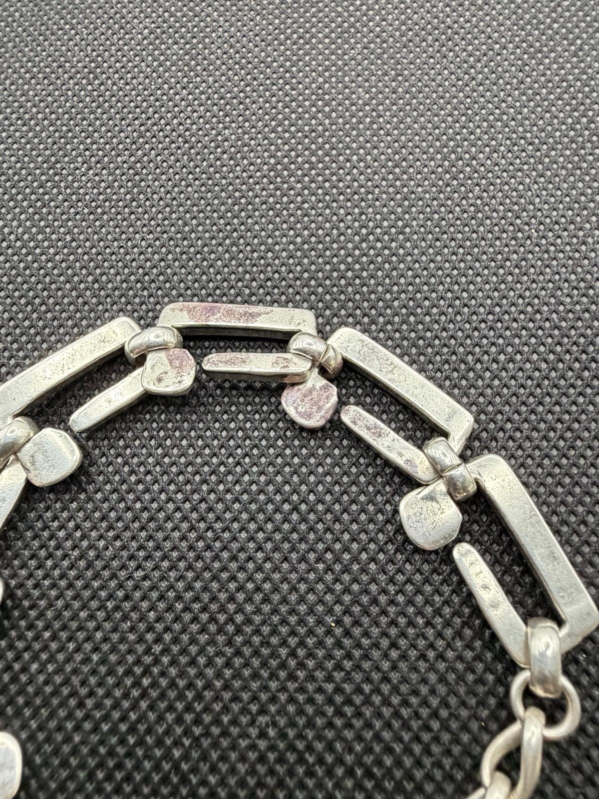 Uno de 50 ROOTS Silver Plated Bracelet Square Links Chain Medium