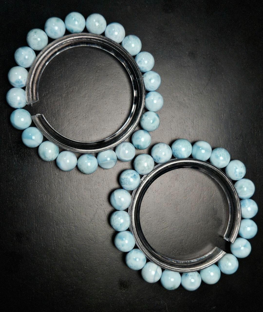 Exact Product as Shown!! All Natural Blue Larima Gemstone Beaded Bracelet