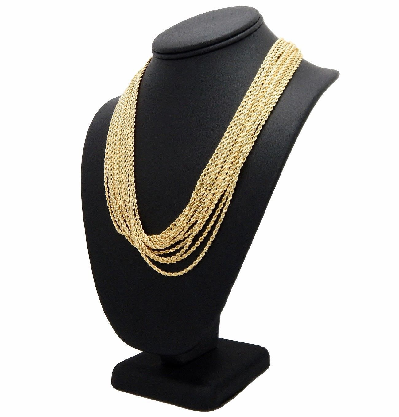12 Piece Italy Rope Chain 2mm 20″ inch Necklace 14k Gold Plated Wholesale Lot