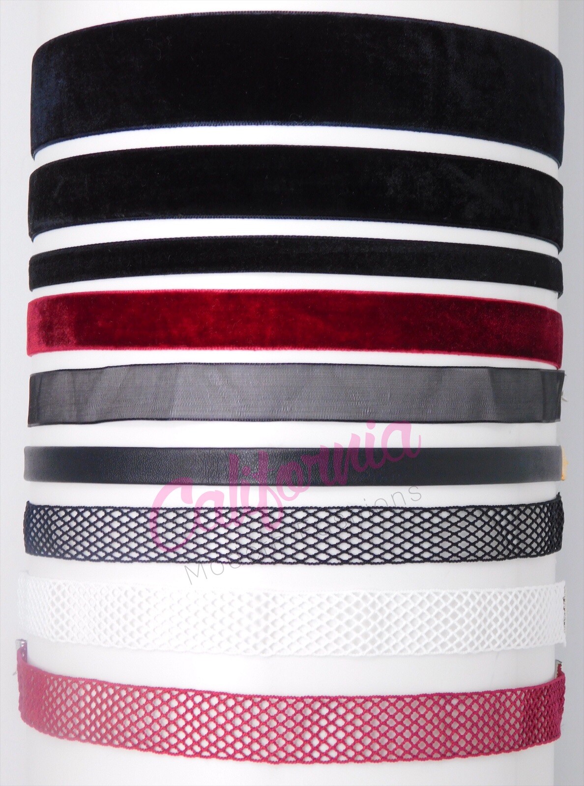 Black Red White Velvet Choker Ribbon Necklace Gothic Handmade Retro Fishnet Thin