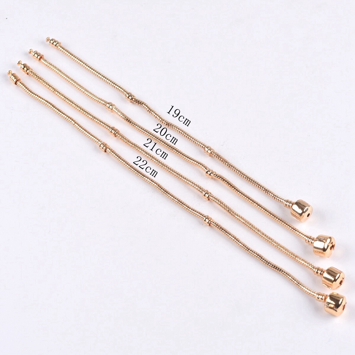 2pcs 18cm 19cm 20cm 21cm 22cm Gold/Silver Color Snake Chain Fit European Charms