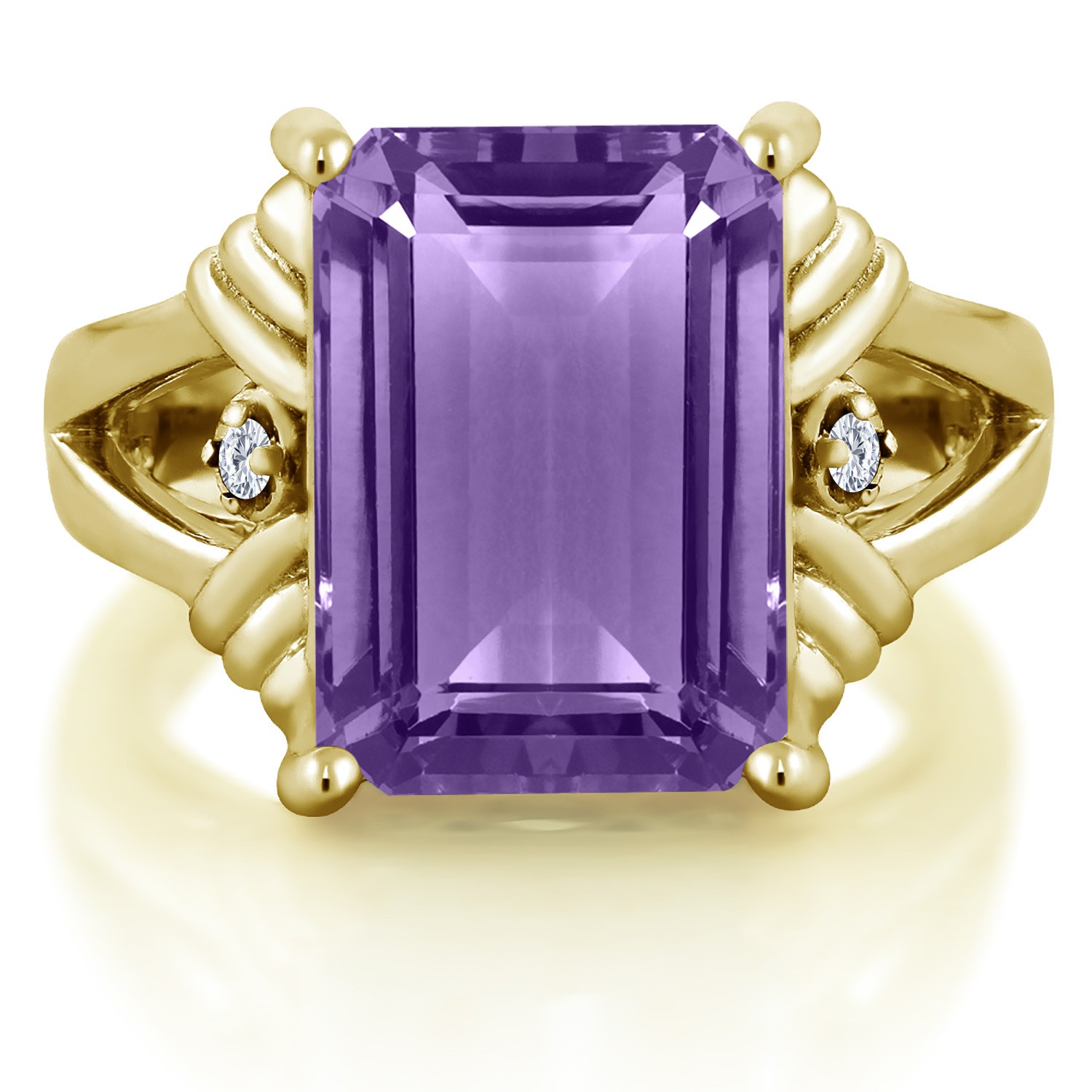 5-10 Cttw Gemstone Birthstone & White Moissanite Ring For Women | 18K Yellow