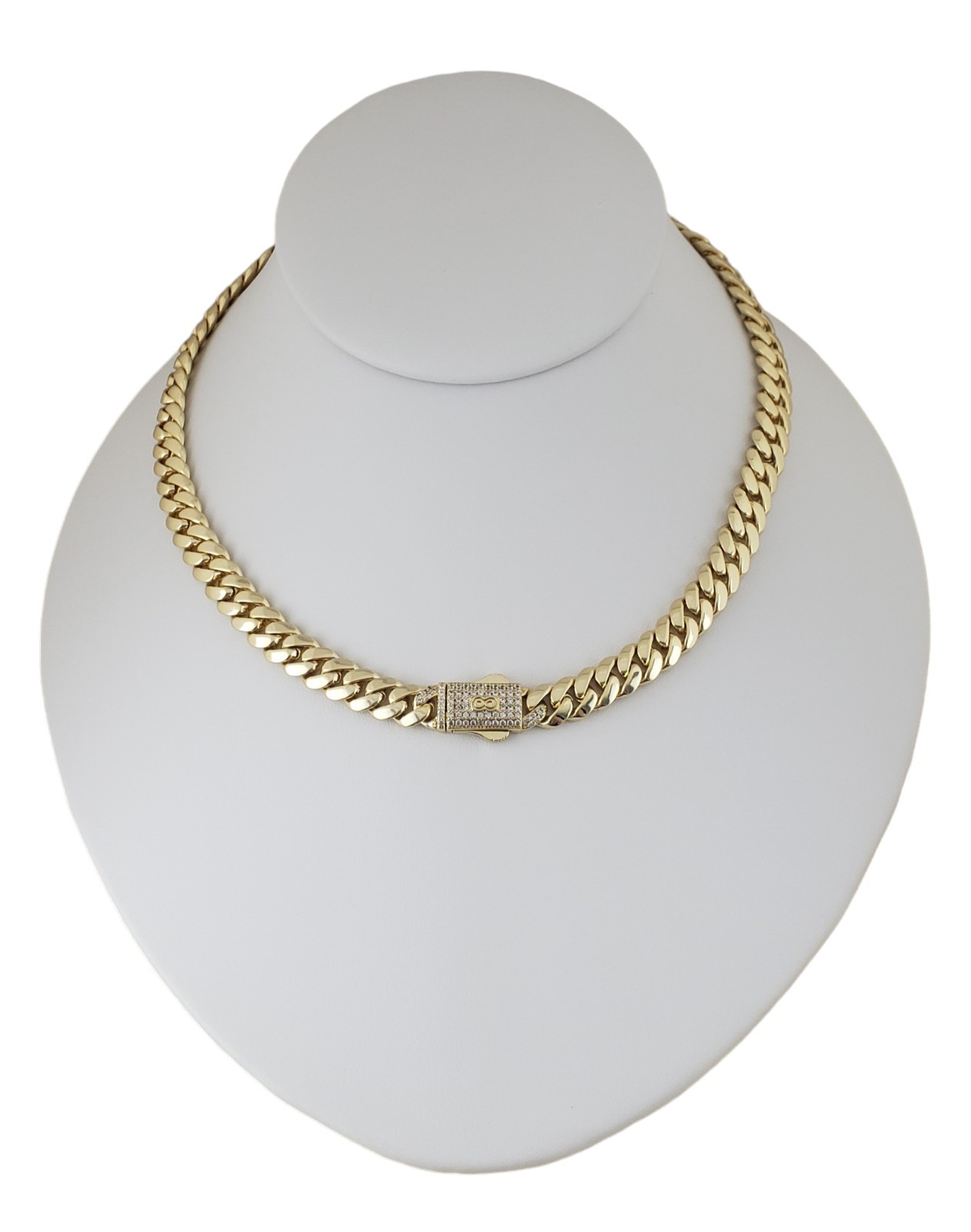 Women 14K Gold Plated Cz Cuban Choker Chain Necklace 16″