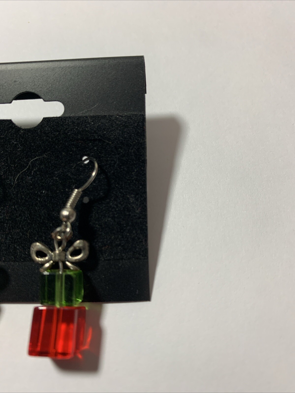 Simulated Ruby & Emerald Dangle Earrings • Silver‑Tone • Elegant • NEW