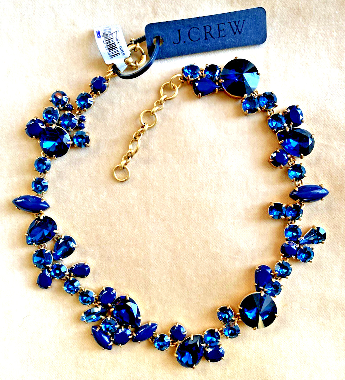 J. CREW Blue Crystal & Resin Goldtone 18″ Necklace NWT $110 STUNNING!