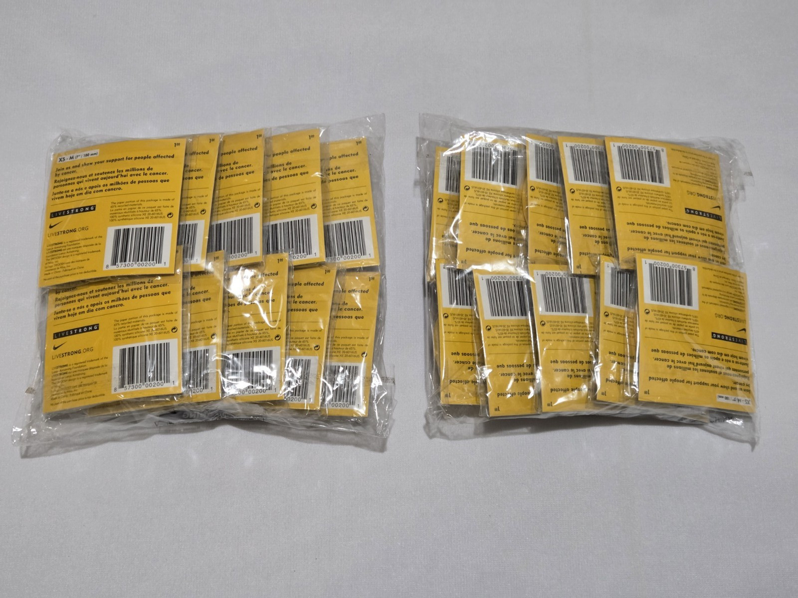 Lot of 20 – Nike Livestrong Bracelet – NEW – (Size XS – M) 7″/180 mm – XS – M