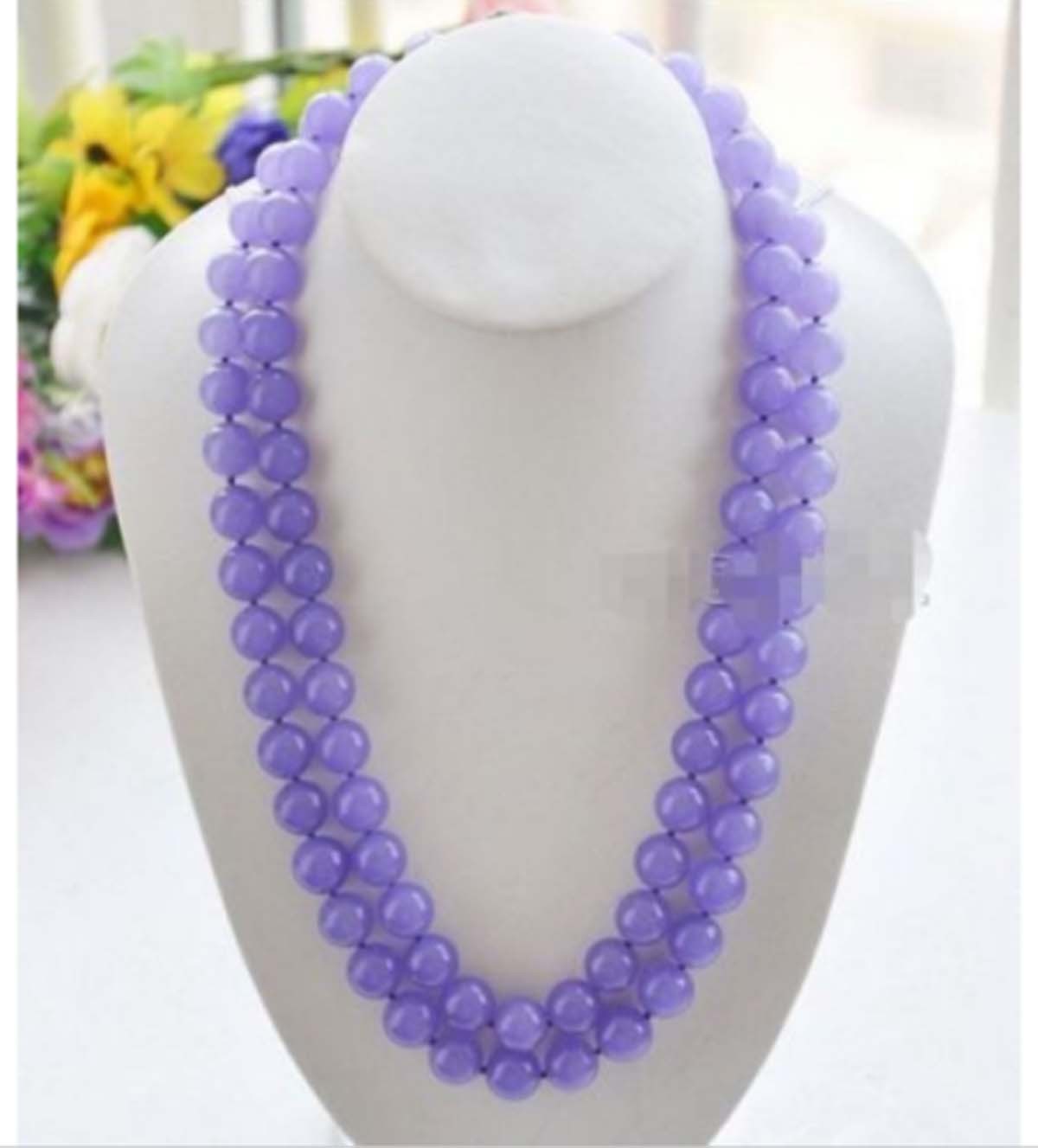 Natural 8mm 10mm 12mm Lavender Purple Jade Round Gemstone Beads Necklace 36″ AAA