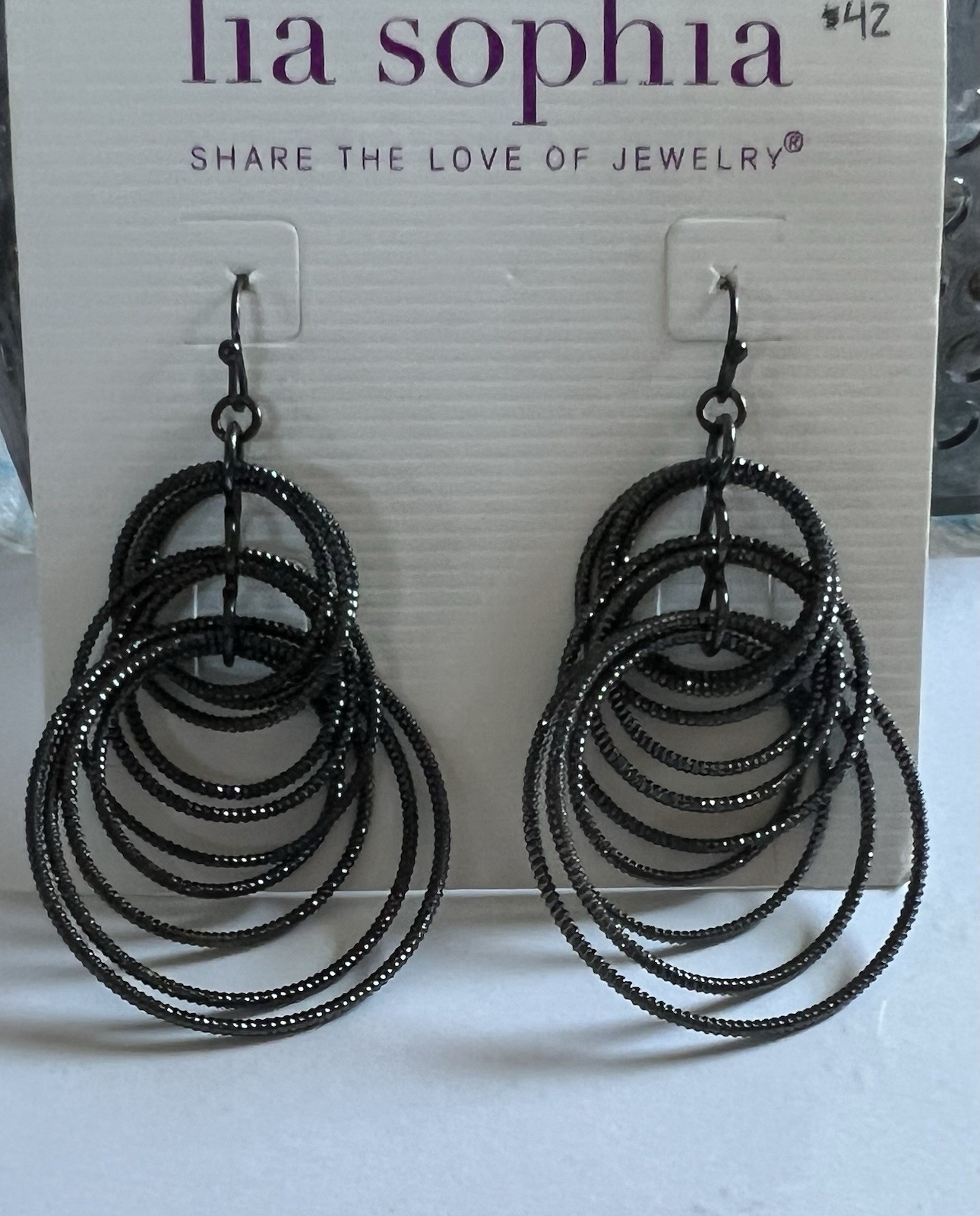 Lia Sophia Jewelry Voltage Earrings-black Sparkle Dangle Retails $42
