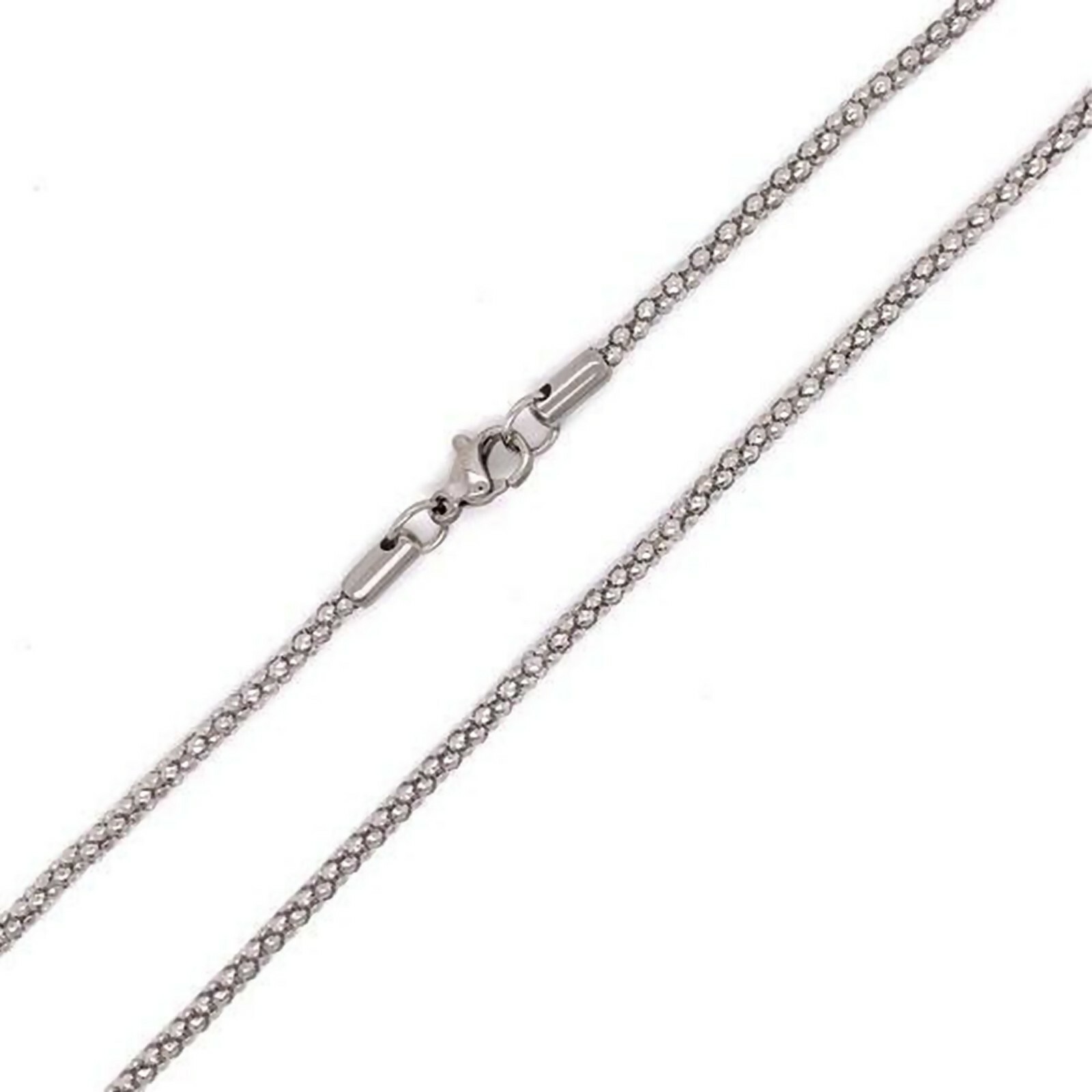 Mesh Serpentine Chain 2mm Silver Stainless Steel Snake Skin Necklace 16-24-inch