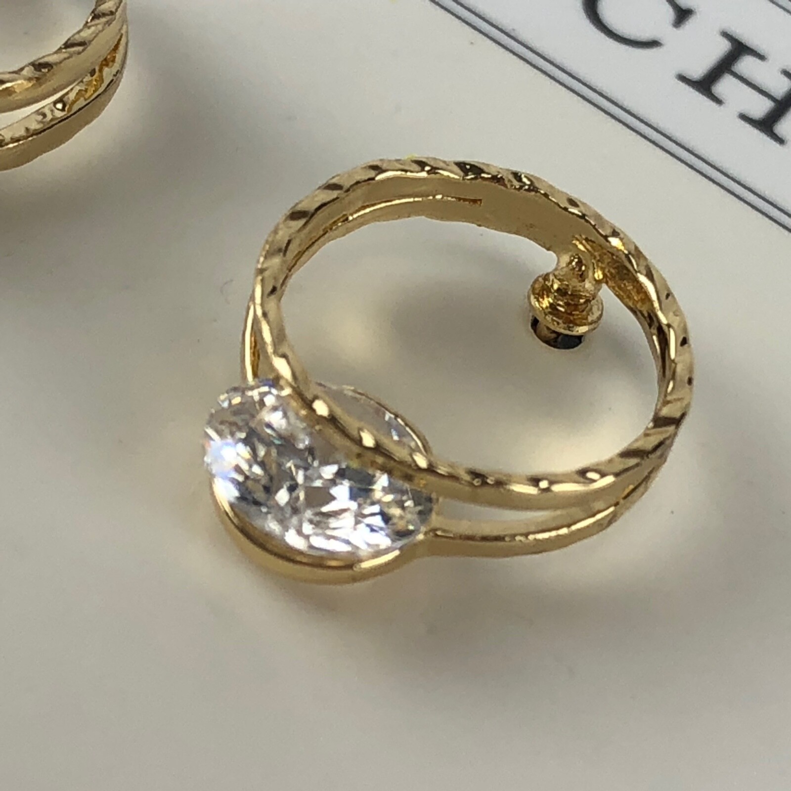 Dana Buchman Earrings Gold-tone Round Delicate Cubic Zirconia Hoop Studs