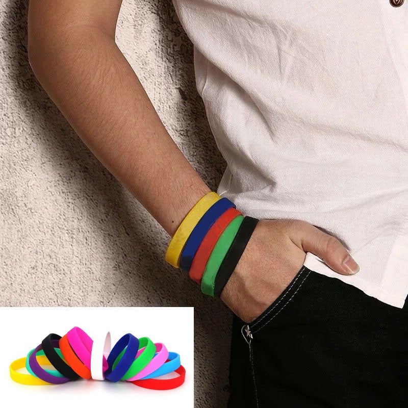 Silicone Wristbands Rubber Plain Reusable For Events Charity Fashion Bands-Adult
