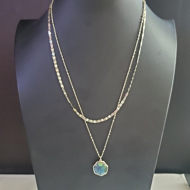 Kendra Scott Cynthia Multi-Strand Necklace Iridescent Slate Drusy in Gold Plate