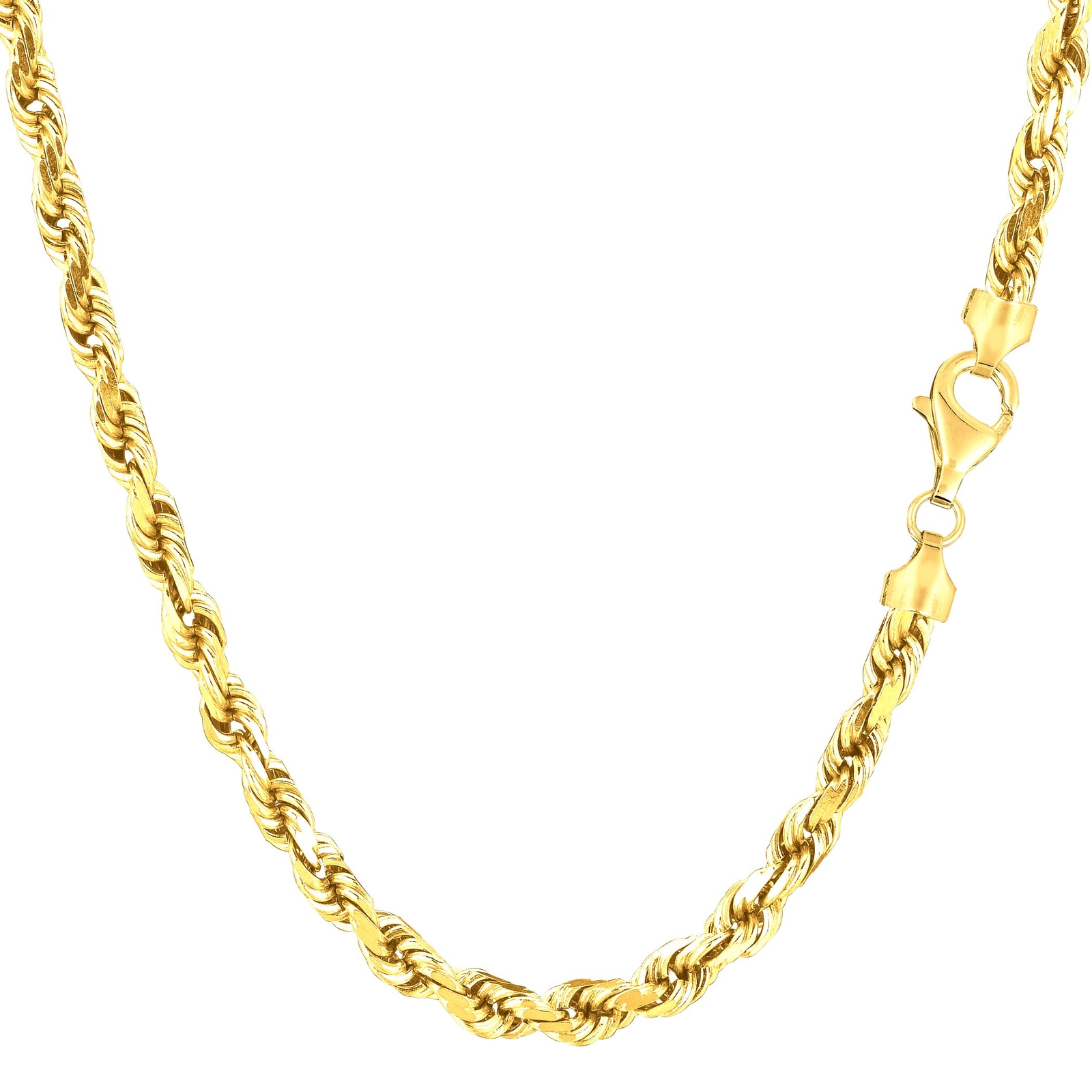 14k Yellow Real Gold filled Solid Rope Chain Necklace, 4.5mm, 20″
