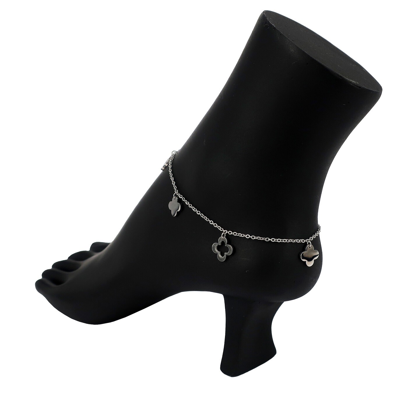 Stainless Steel Anklet Rhodium Ankle Charm Bracelet #8
