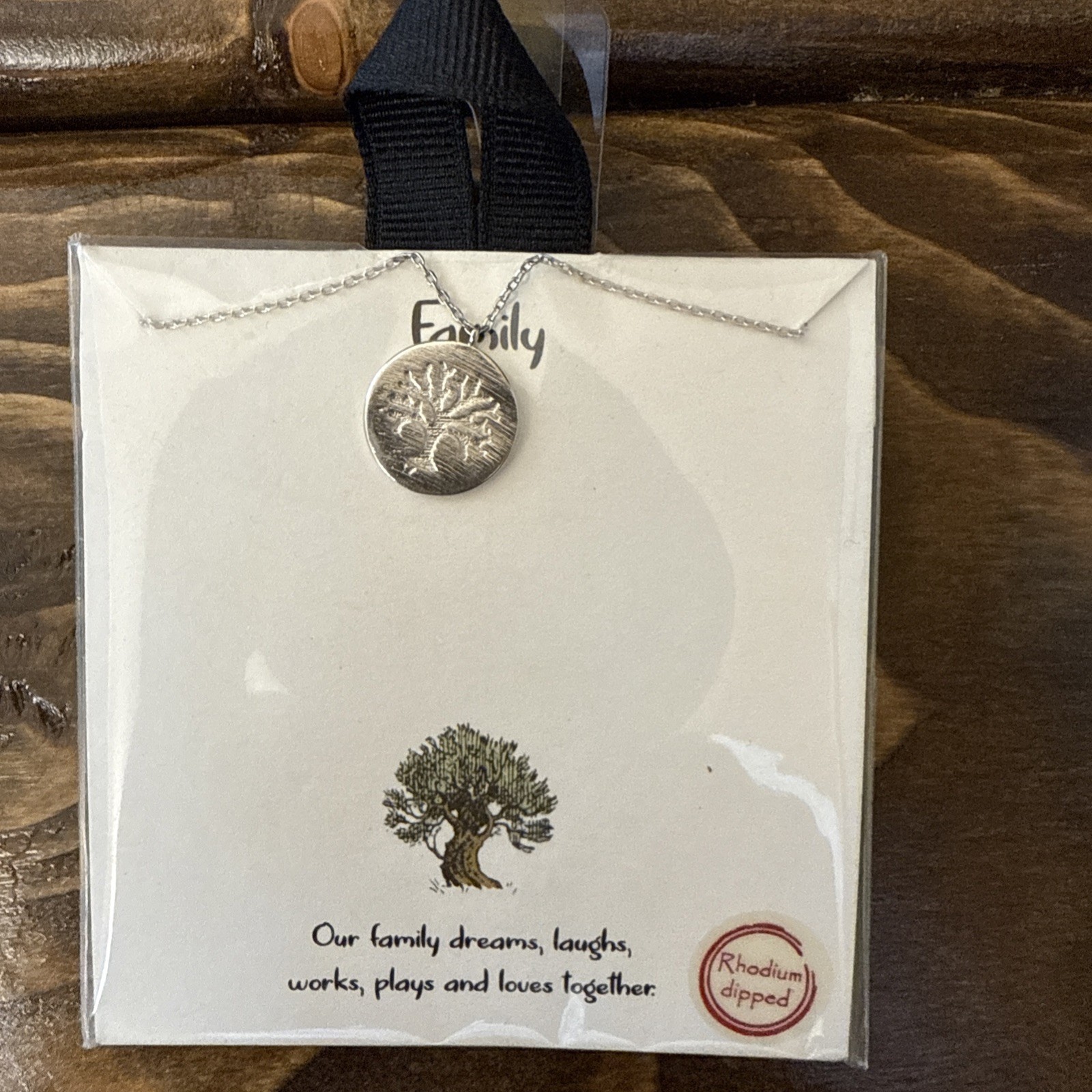 Tree of Life Necklace, Rhodium Dipped Brass, Led & Nickel Free, 16″ – 18″