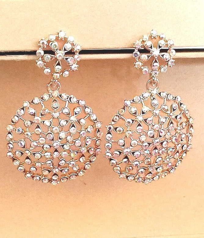 Shimmery CZ Stones Gold Earrings For Women,Teens-Ideal For Wedding, Engagement.
