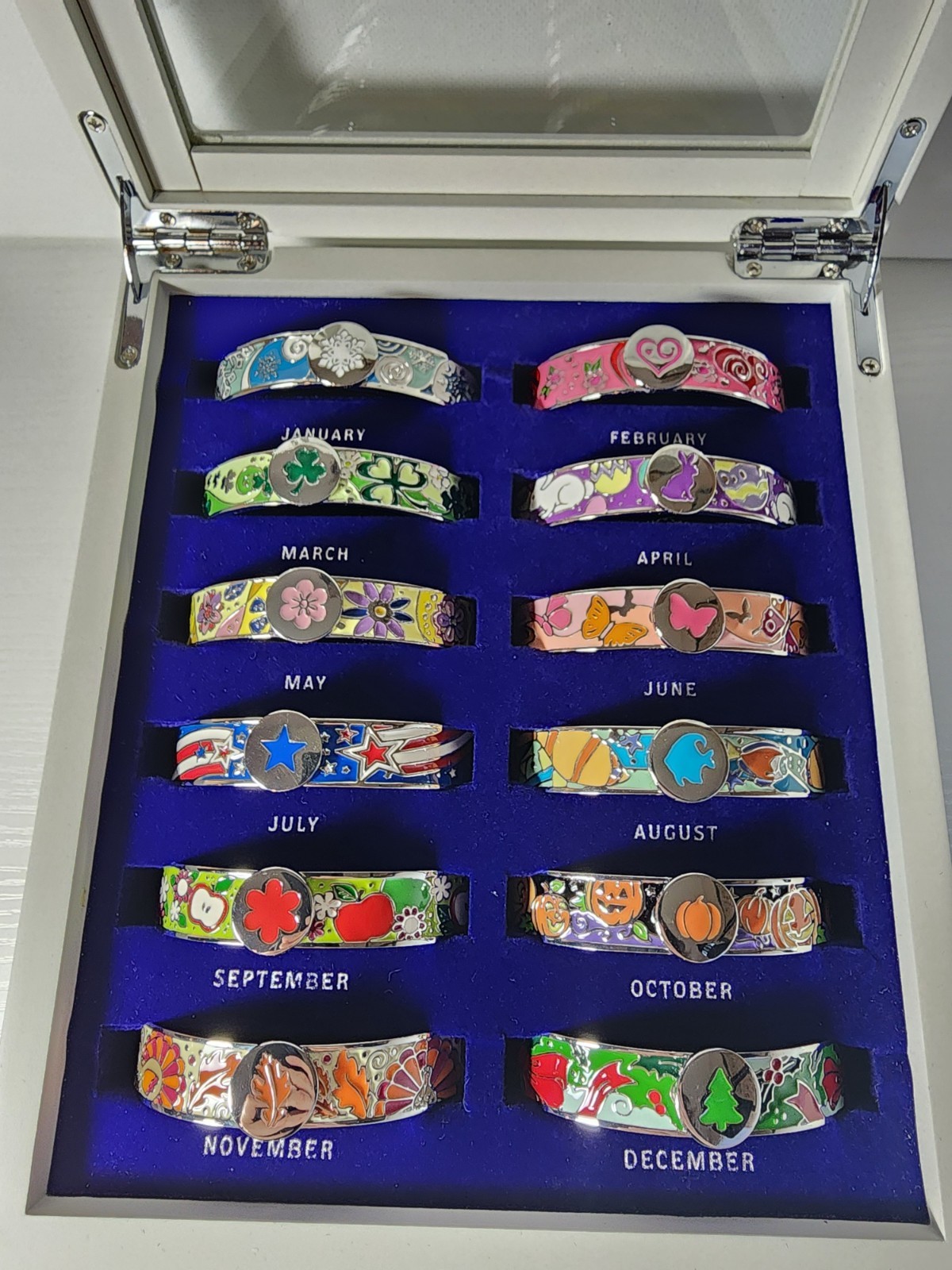 Willabee and Ward Danbury Mint Full Set 12 Month Hinged Bangle Bracelets HTF