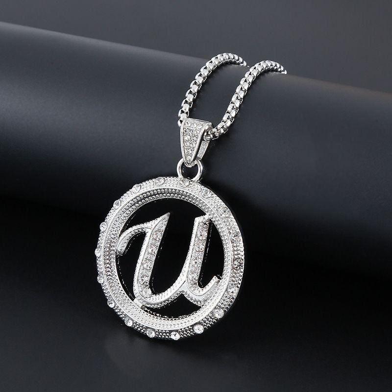 Zirconia Round Box Chain Necklace Stainless Silver Plated Unisex Neck Jewelry