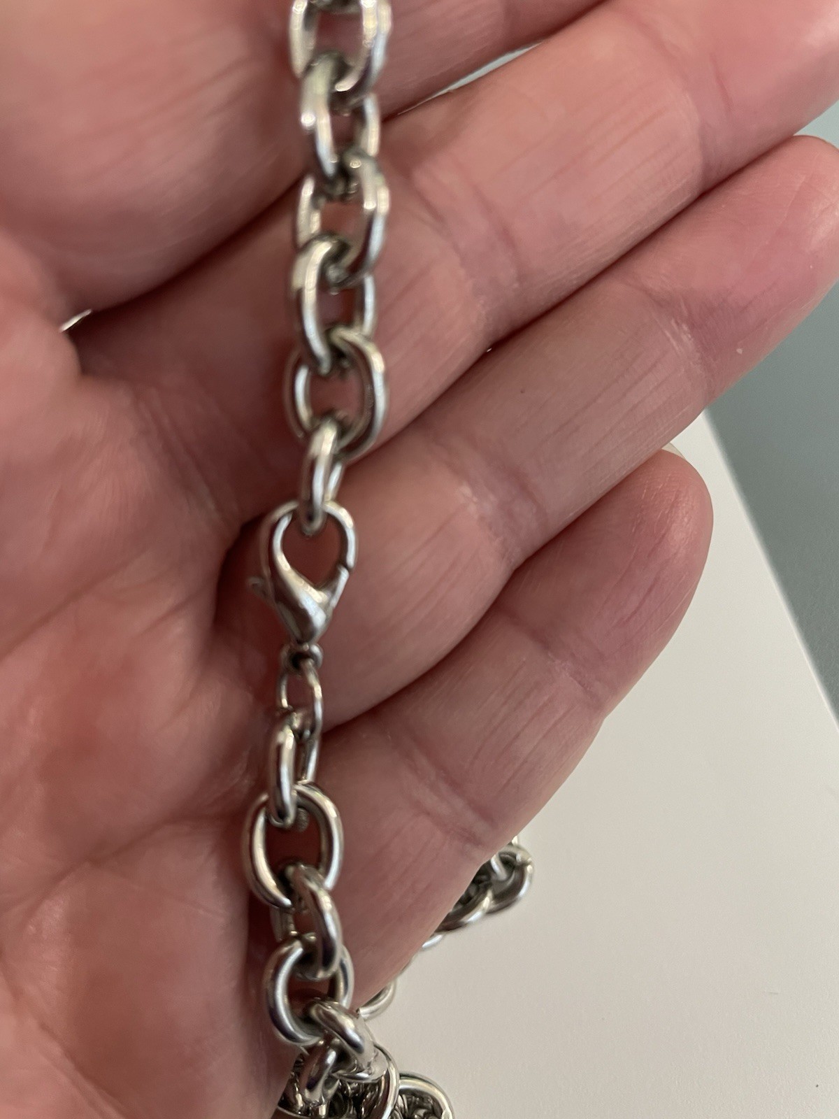 Rolo Cable Link Silver Tone 22 Inch Necklace Heavy Weight Stainless Steel